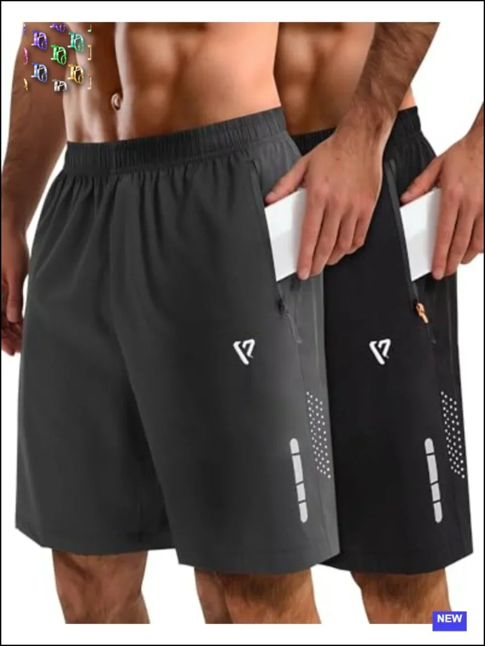 Mens Athletic Shorts 2 Pack Quick Dry 7 Inch Running Shorts Zipper Pockets